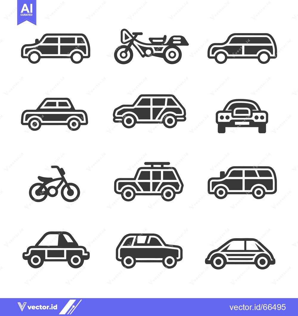 Premium Vector dari Set of car, truck, and motorcycle icons