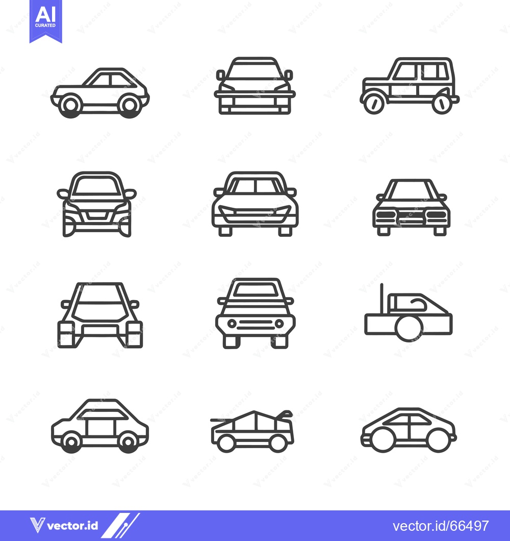 Premium Vector dari Set of Car Icons in Outline Style