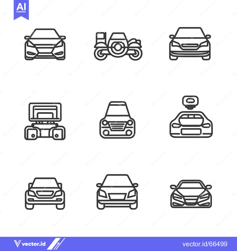 Premium Vector dari Line Drawings of Various Car Types from the Front