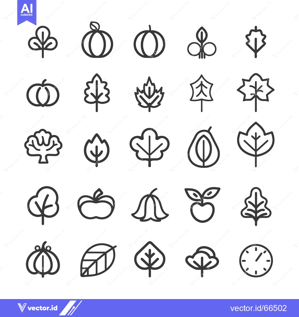 Premium Vector of Collection of Line Icons Depicting Fall Season Elements