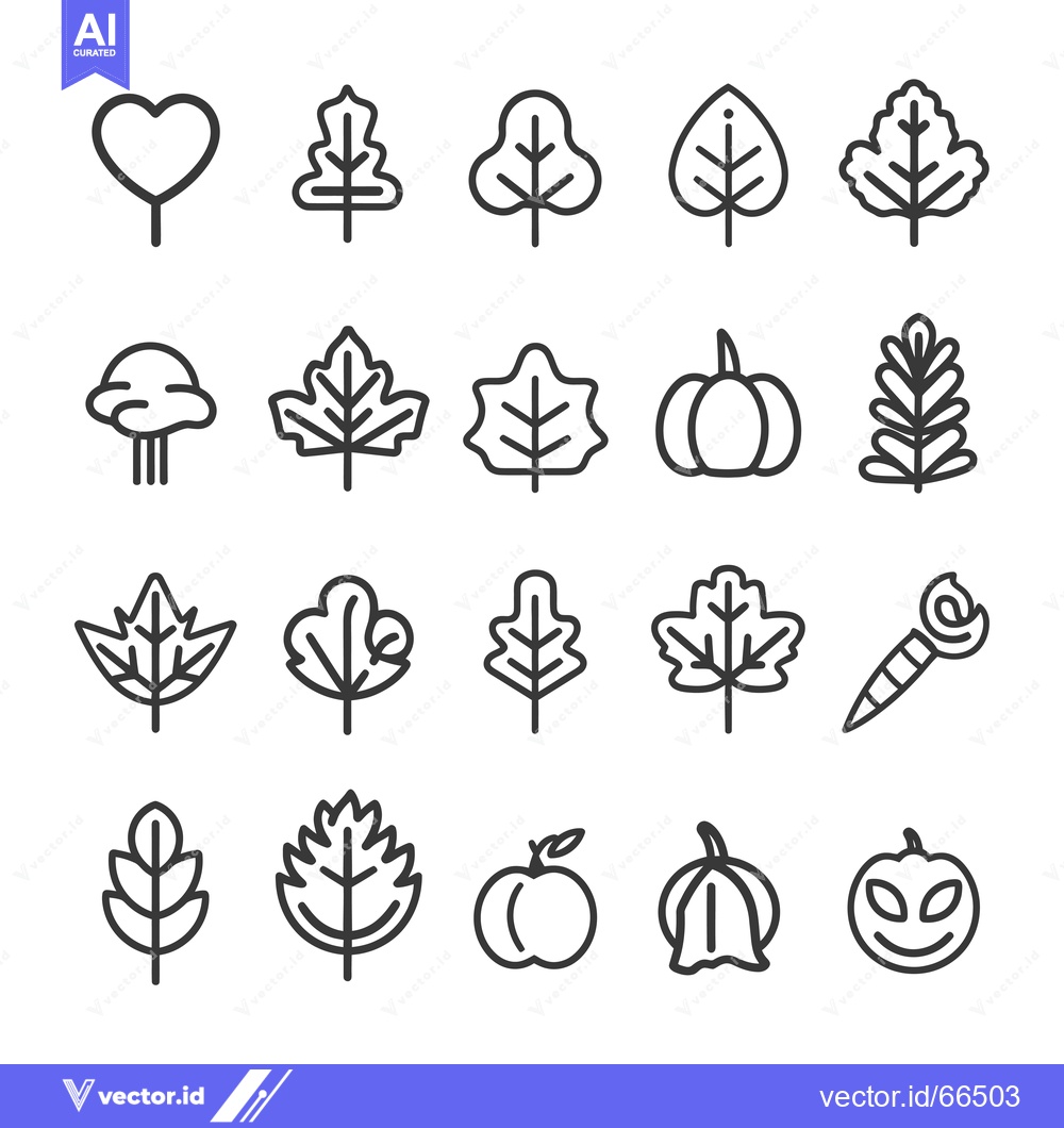Premium Vector of Collection of Line Art Icons Depicting Autumnal Elements