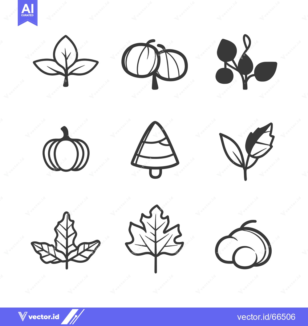 Premium Vector dari Hand-Drawn Autumn Icons with Leaves, Pumpkins, and Berries