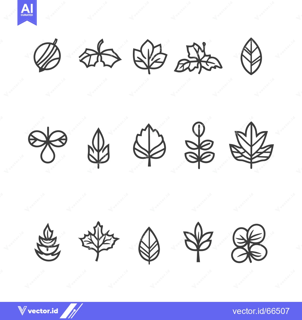 Premium Vector dari Set of Outline Leaf Icons for Design