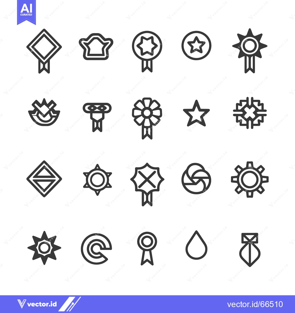 Premium Vector dari Set of 20 Badge and Award Line Icons