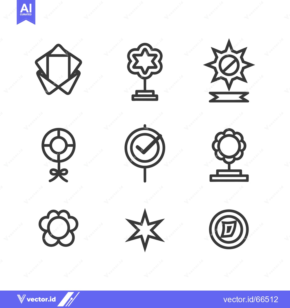 Premium Vector dari Set of nine abstract geometric black line art floral symbols