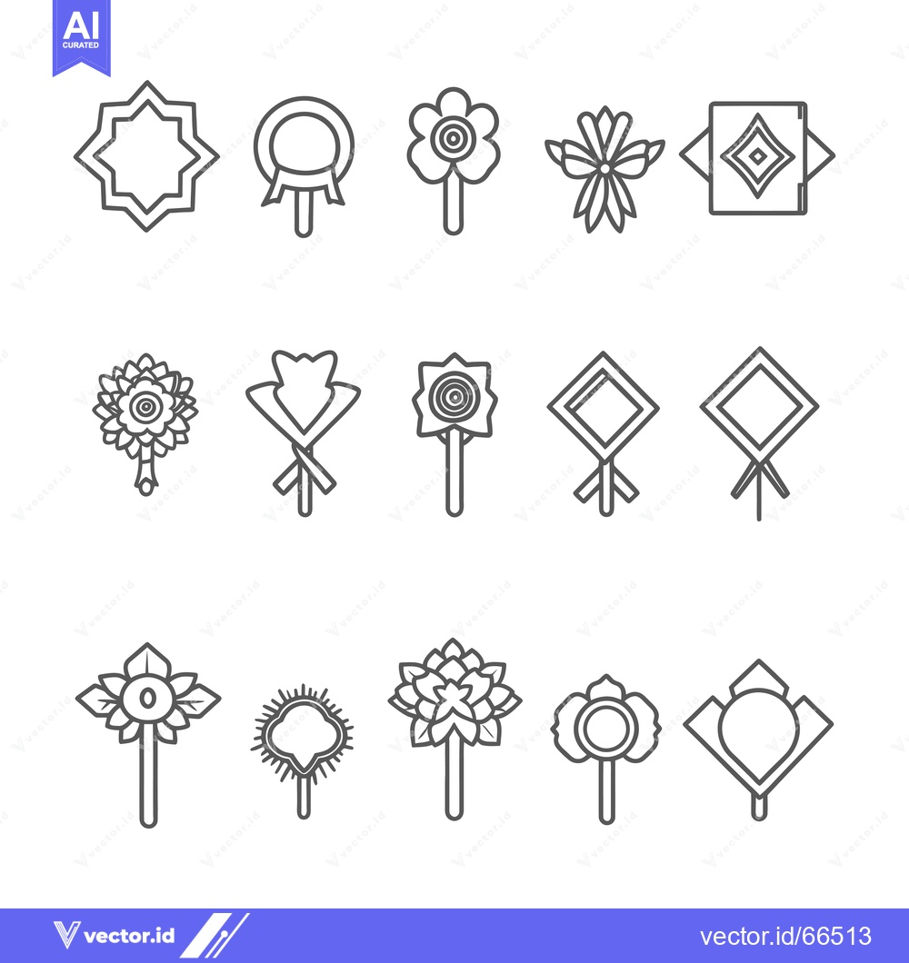 Premium Vector dari Set of 15 Outline Flower and Diamond Icon Vector Illustration
