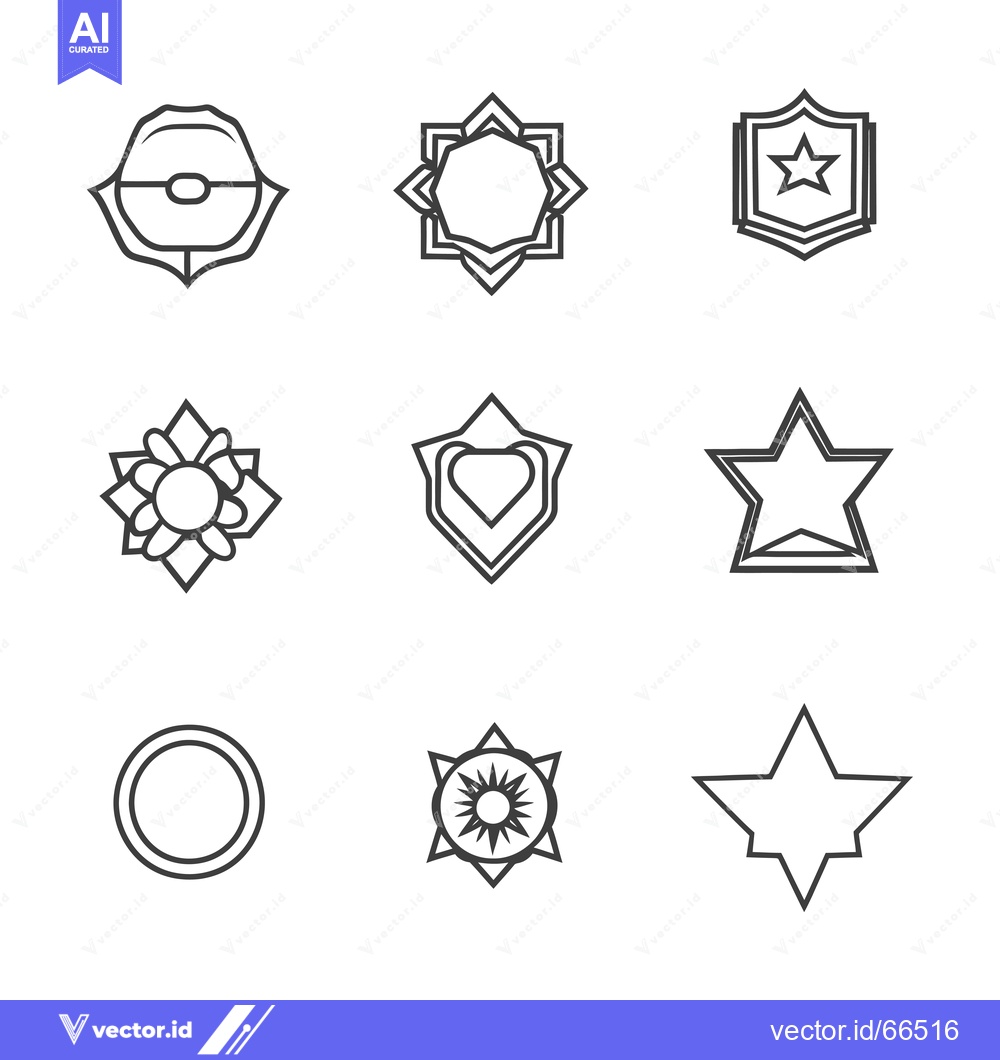 Premium Vector of Collection of Geometric Shapes with Stars and Hearts