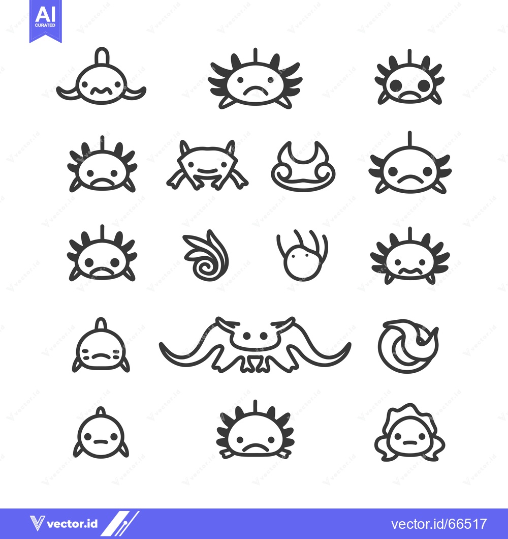 Premium Vector dari Set of cute axolotl icons in different styles