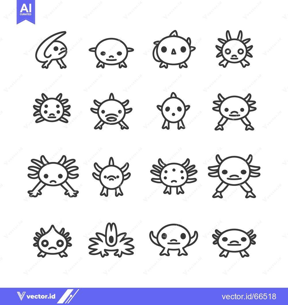 Premium Vector dari Axolotl Cartoon Icons Set in Various Poses