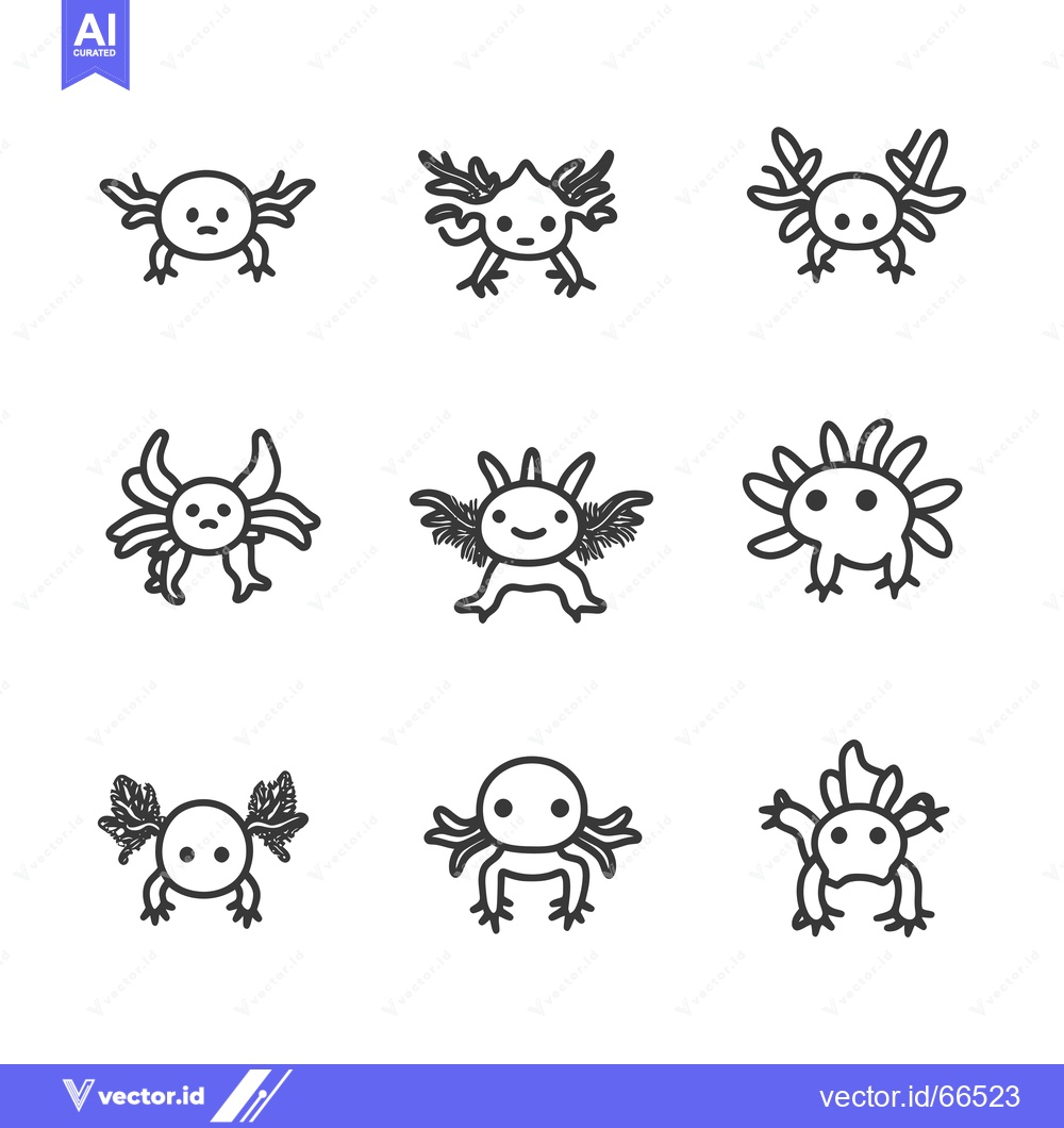 Premium Vector of Set of Cute Cartoon Axolotl Illustrations