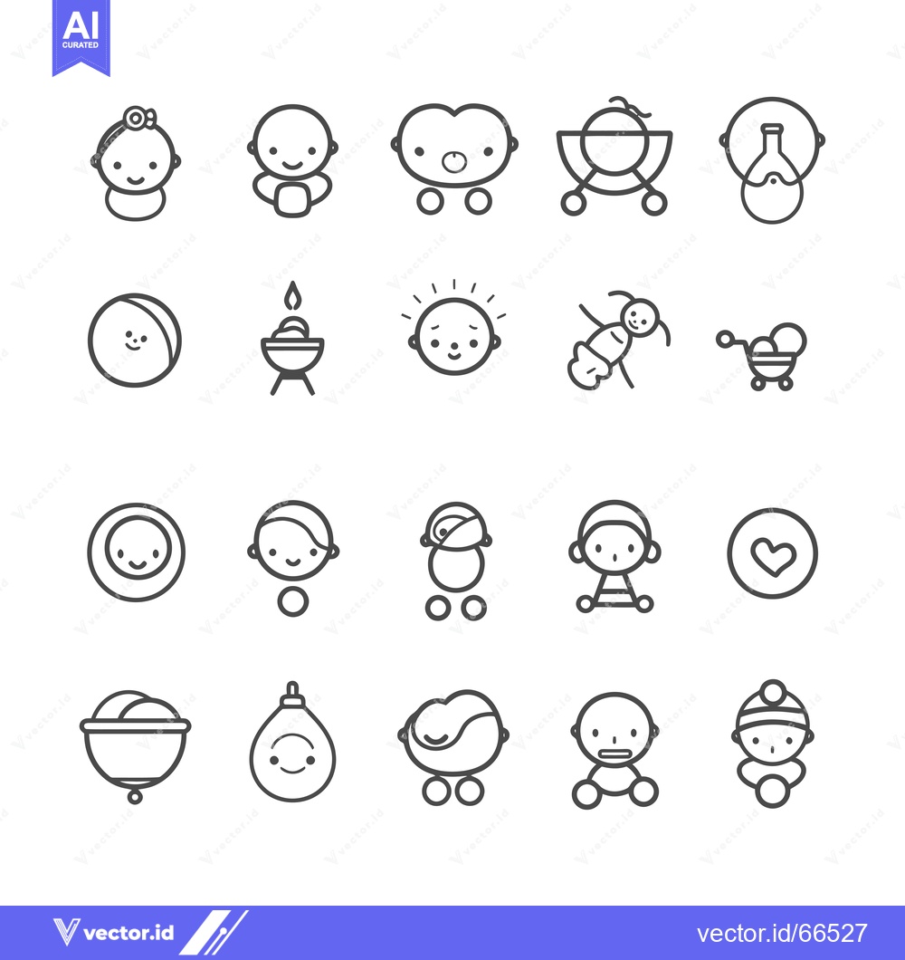 Premium Vector of Collection of Baby and Child-Related Line Icons