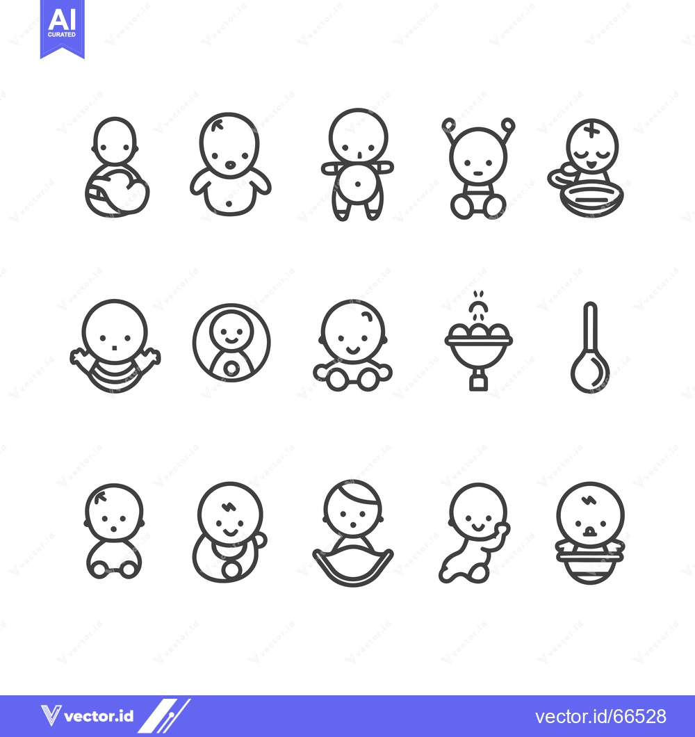 Premium Vector of Set of Baby Icons in Outline Style