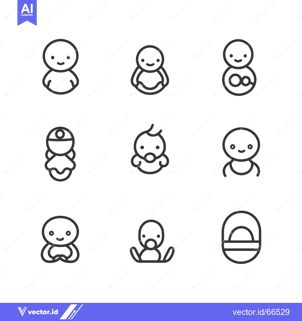 Premium Vector dari Nine Line Drawings of Babies in Different Poses