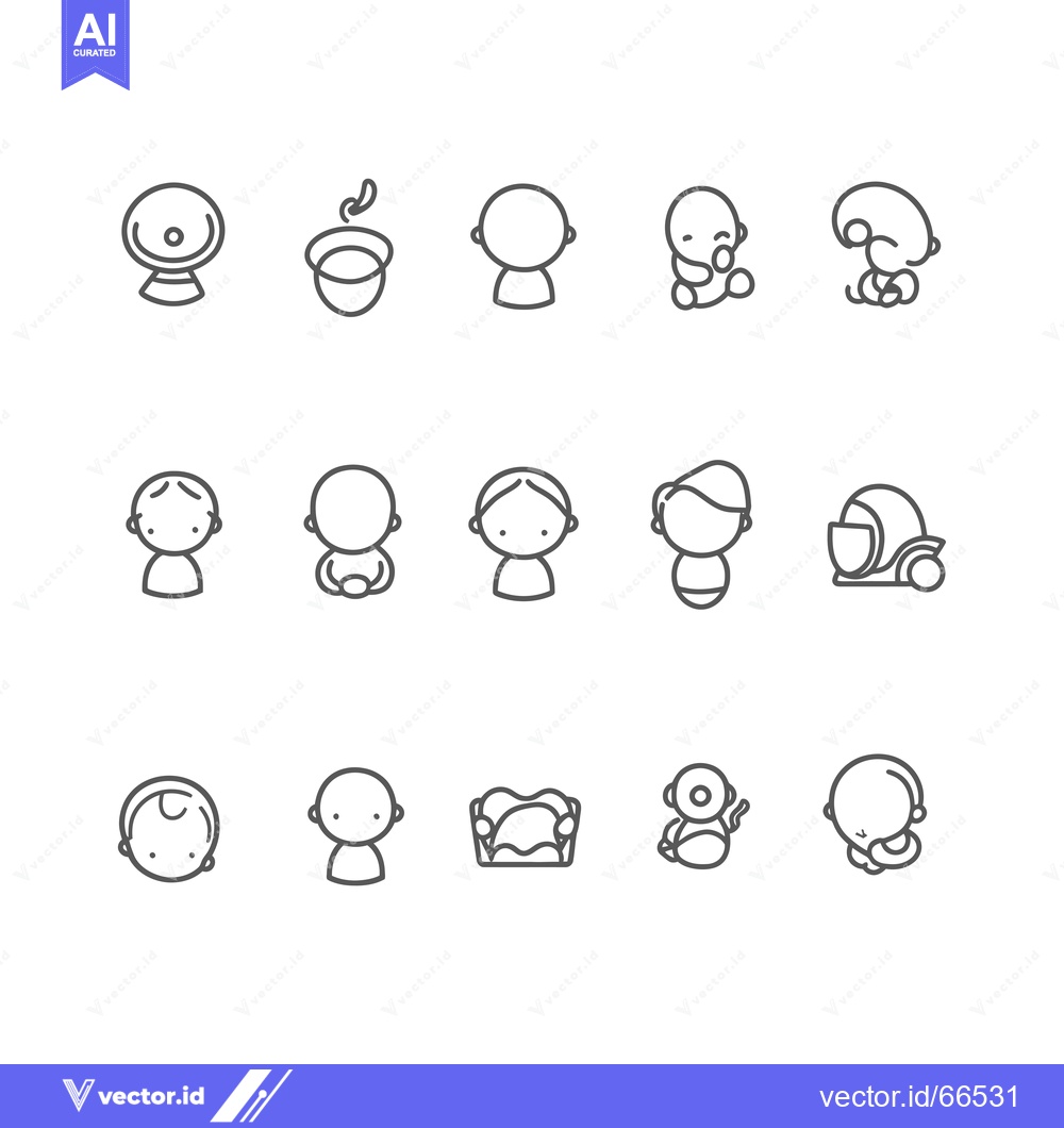 Premium Vector of Set of 12 Baby Icon Illustration Line Style
