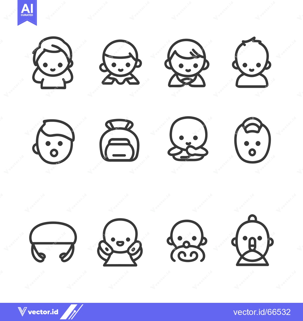 Premium Vector of A Collection of Simple Line Art Baby Icons