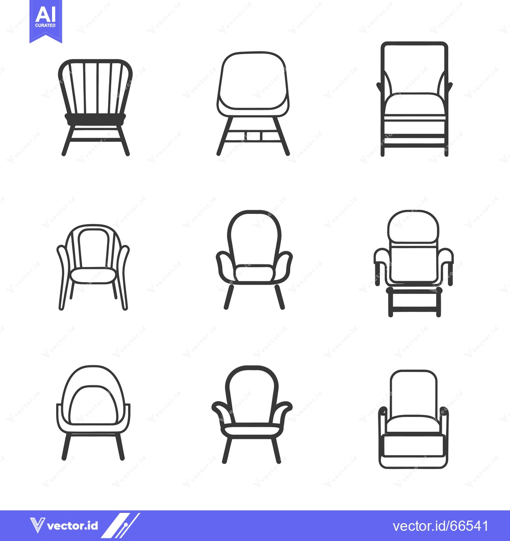 Premium Vector dari A Collection of Nine Line Drawings of Chairs