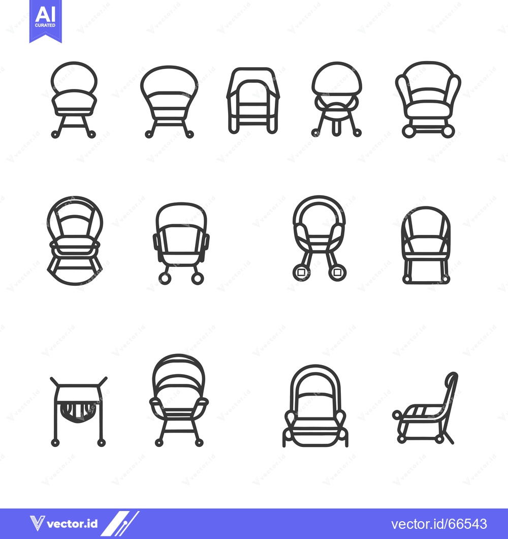 Premium Vector dari Set of Baby High Chair Line Icons
