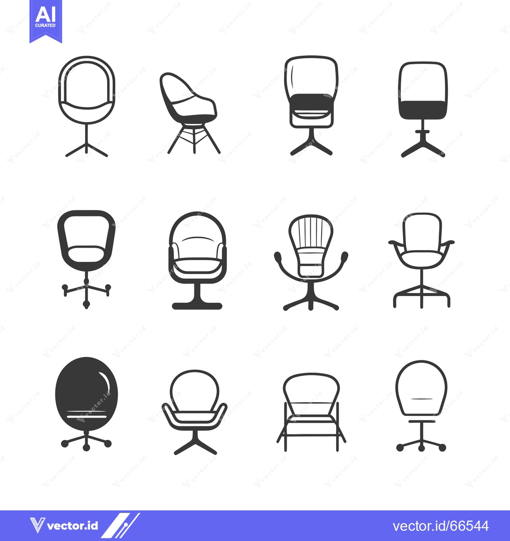 Premium Vector of A Set of Twelve Black and White Chair Icons