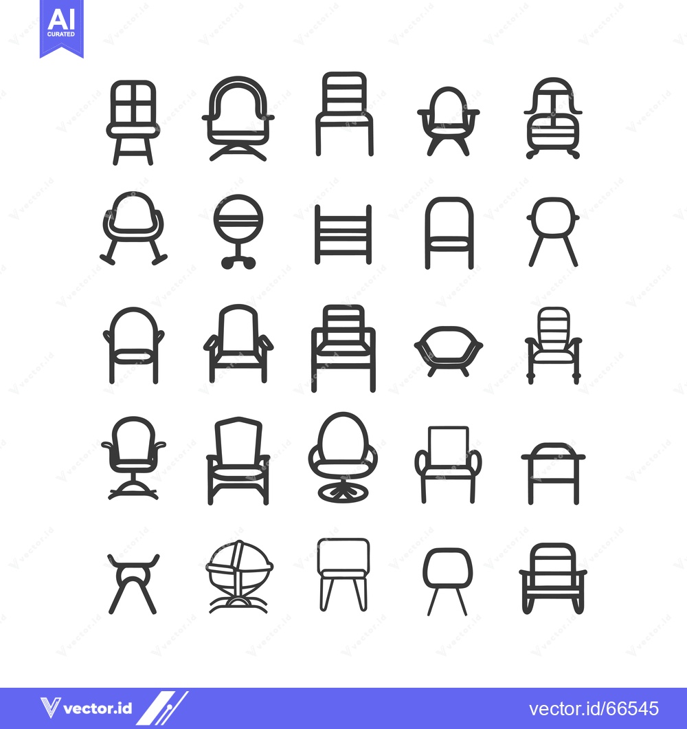 Premium Vector dari Collection of 25 Different Chair Line Icons