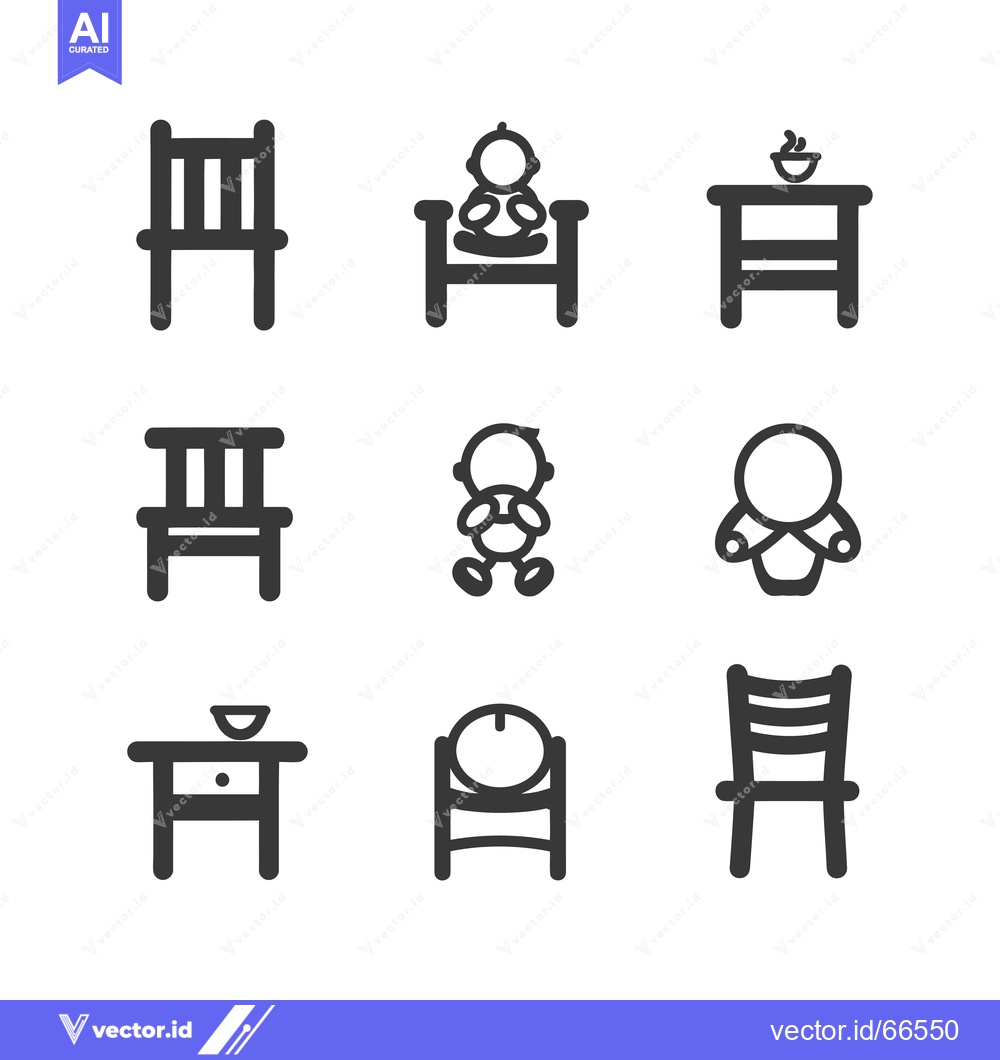 Premium Vector of Set of Simple Chair and Table Icons