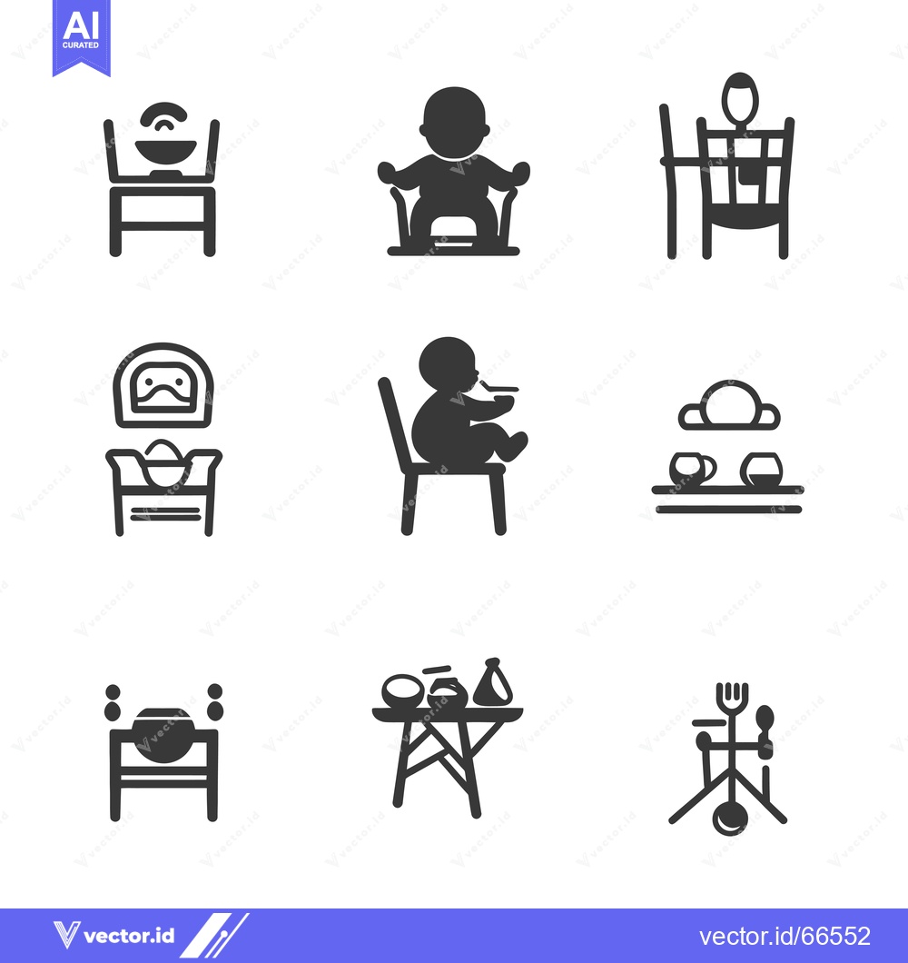 Premium Vector of Set of Baby Highchair Icons for Feeding and Playing