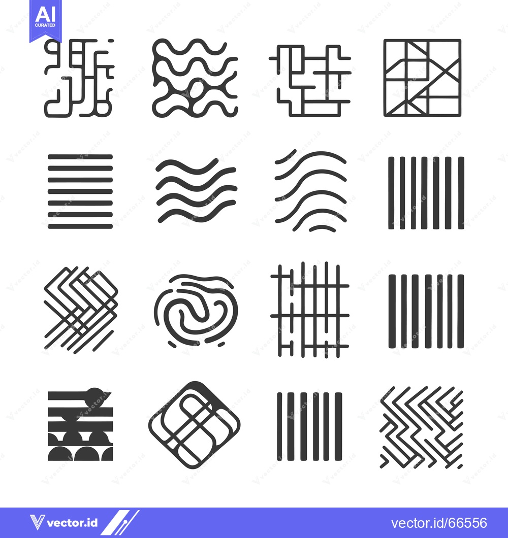Premium Vector dari Set of 16 Abstract Geometric Line Art Patterns