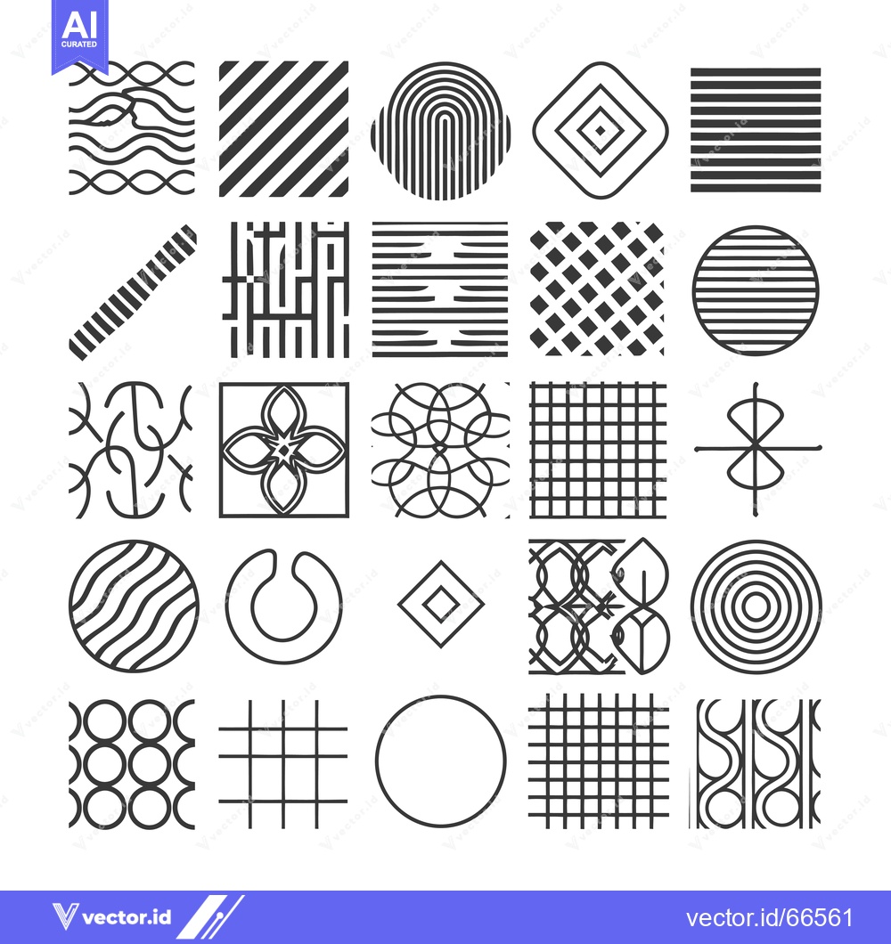 Premium Vector dari A Collection of 25 Geometric Patterns in Black and White