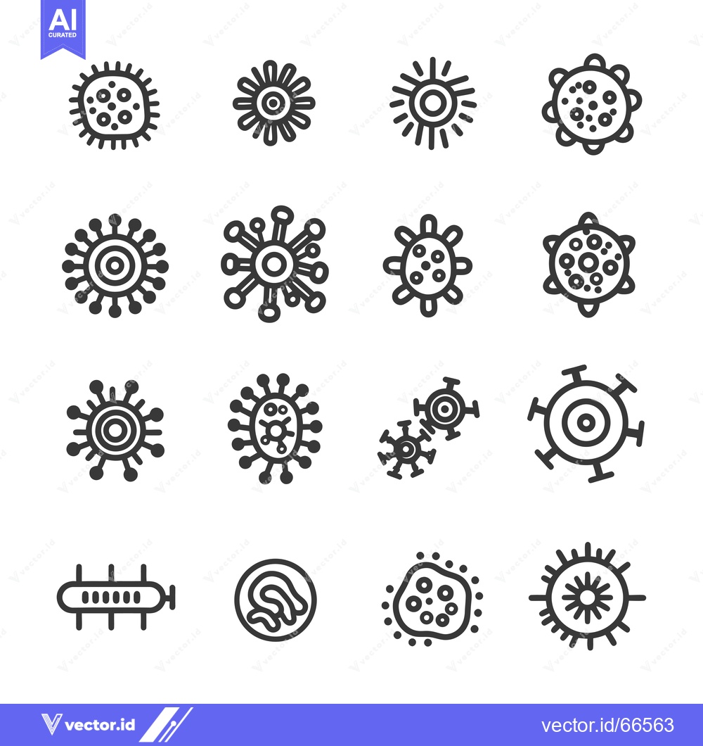 Premium Vector of Set of various virus and bacteria icons in line style