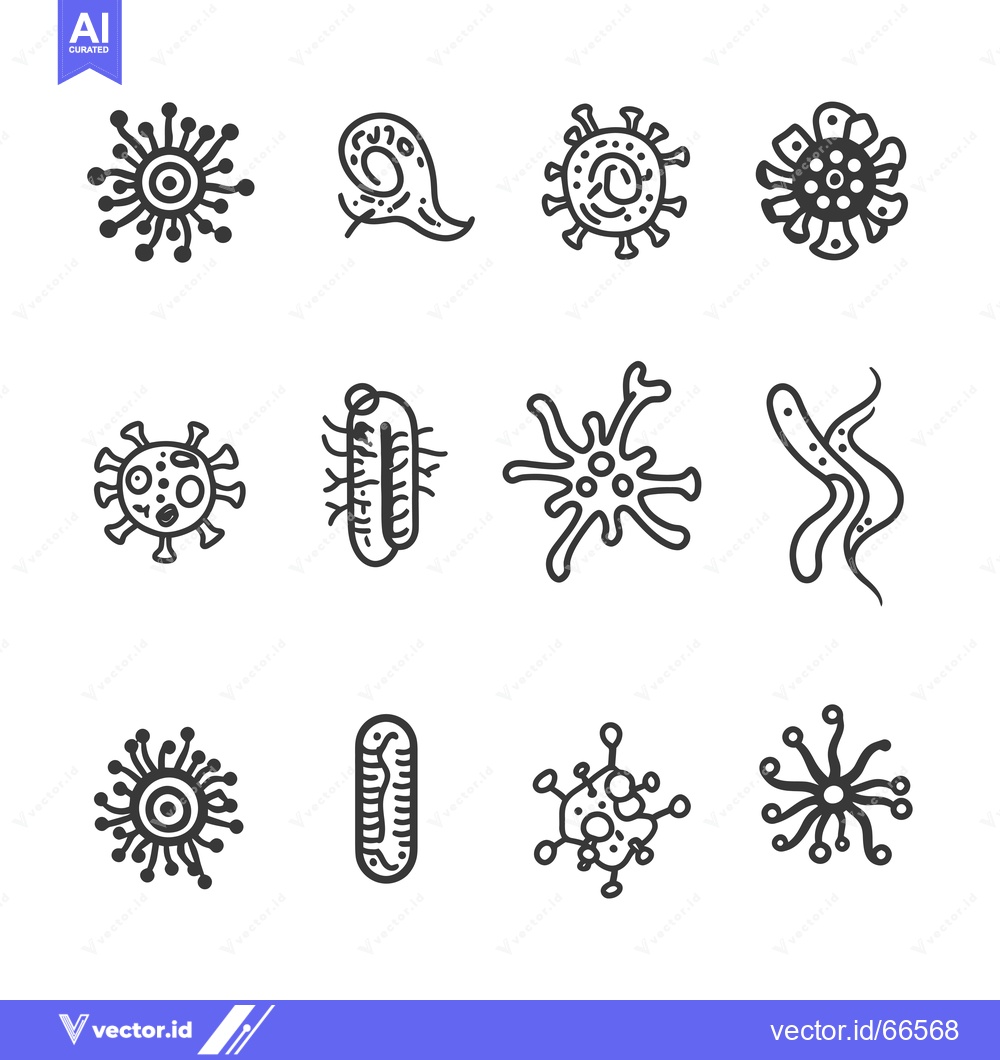 Premium Vector dari Set of Hand Drawn Doodle Virus and Bacteria Icons
