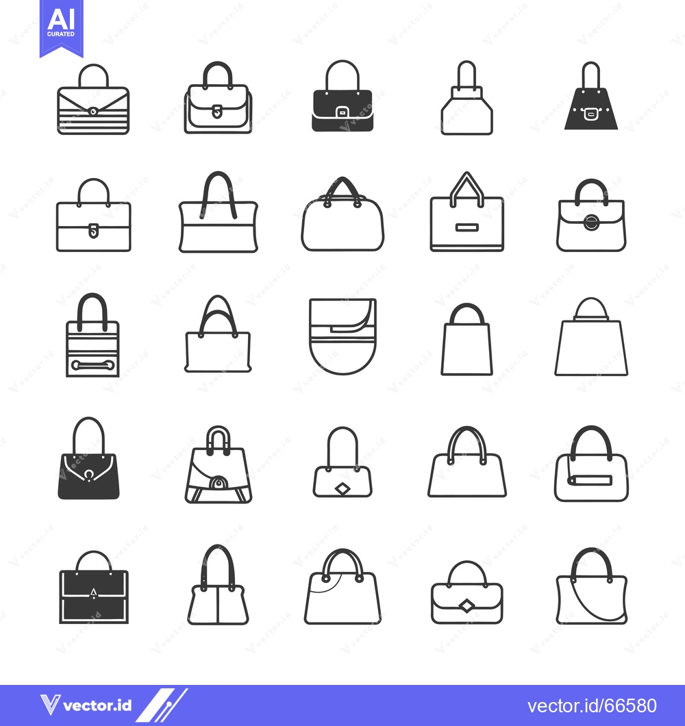 Premium Vector of Collection of Diverse Handbag and Purse Line Icons