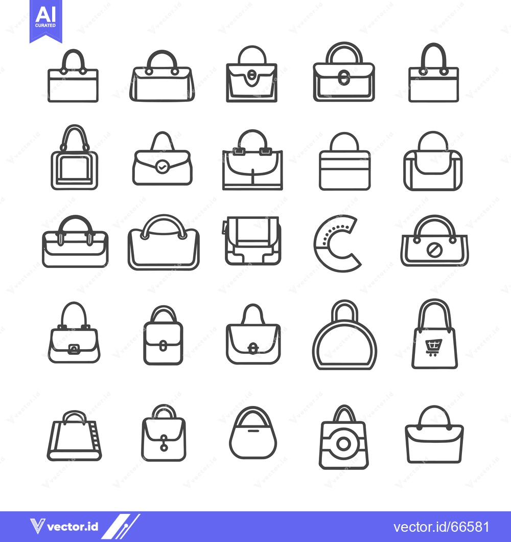 Premium Vector of A Collection of Diverse Handbag Line Art Icons