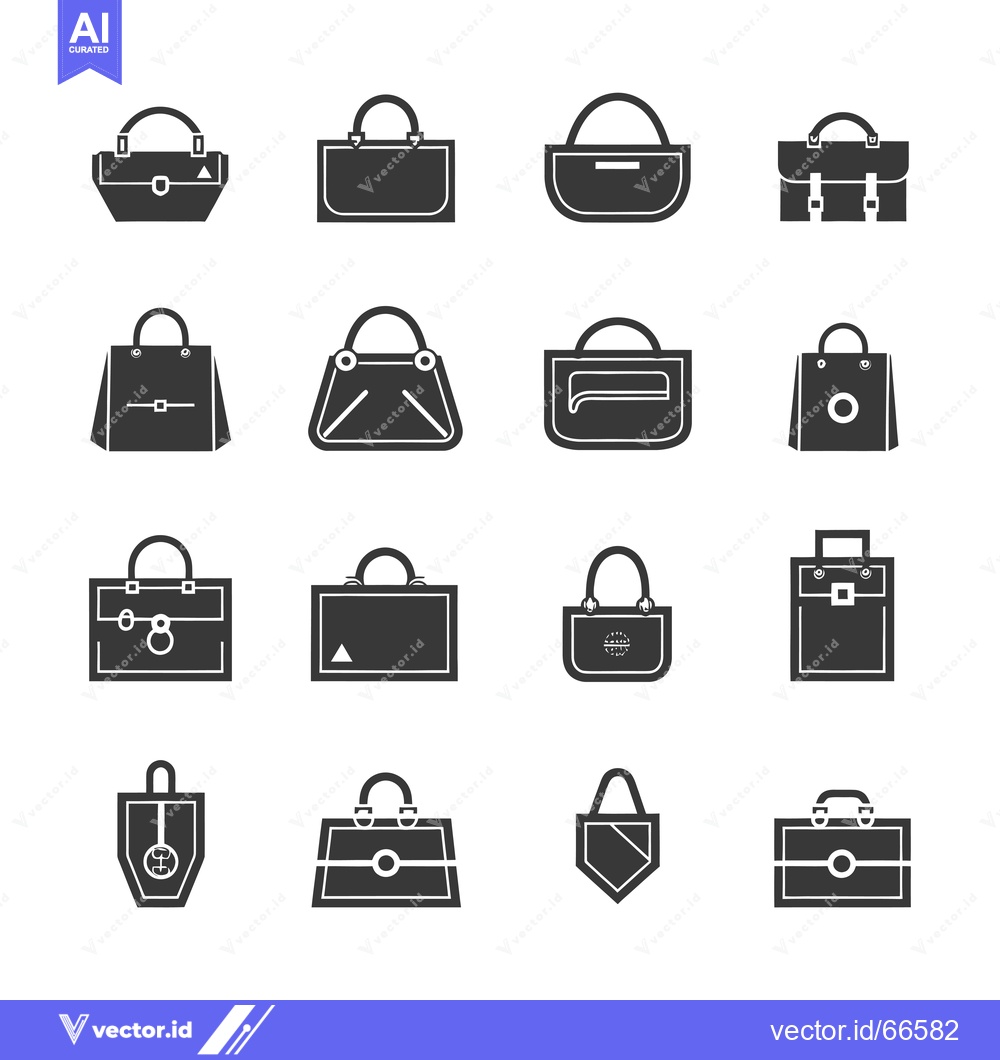 Premium Vector dari A Collection of Sixteen Black and White Bag Silhouettes