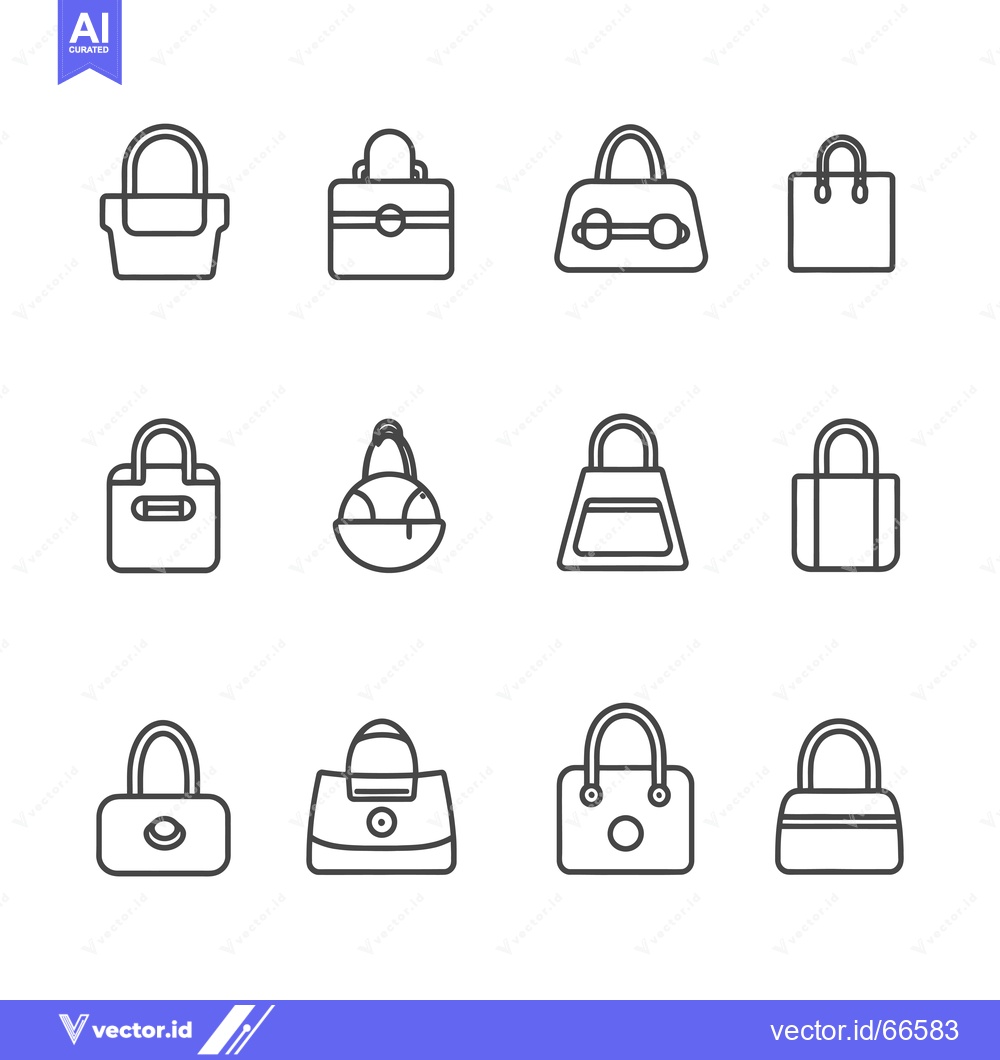 Premium Vector of Line icons of different types of bags