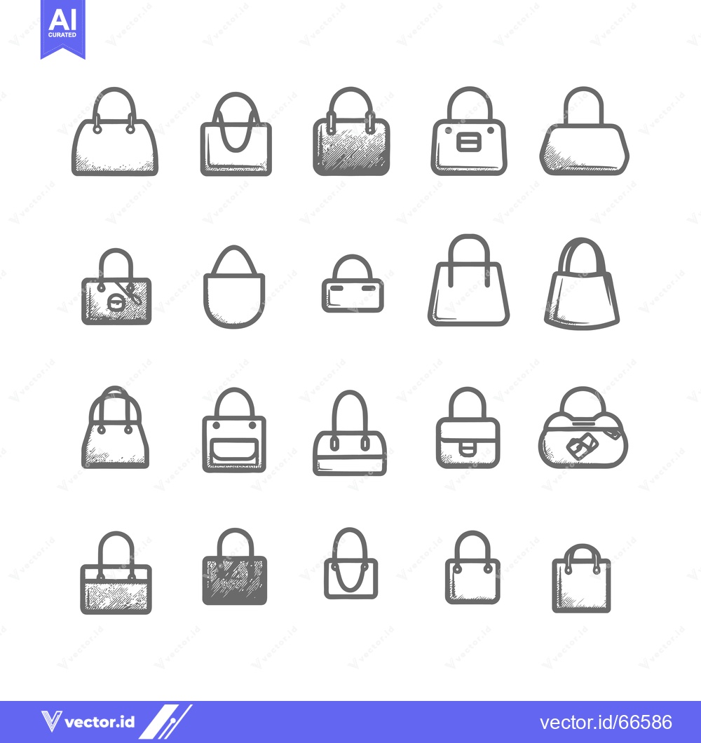 Premium Vector dari A Collection of 20 Hand-Drawn Handbag Icons