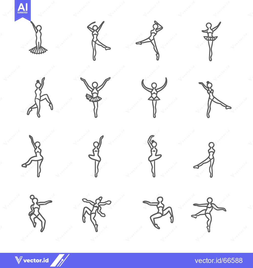 Premium Vector dari A Set of Line Drawings Depicting Ballet Dancers in Various Poses
