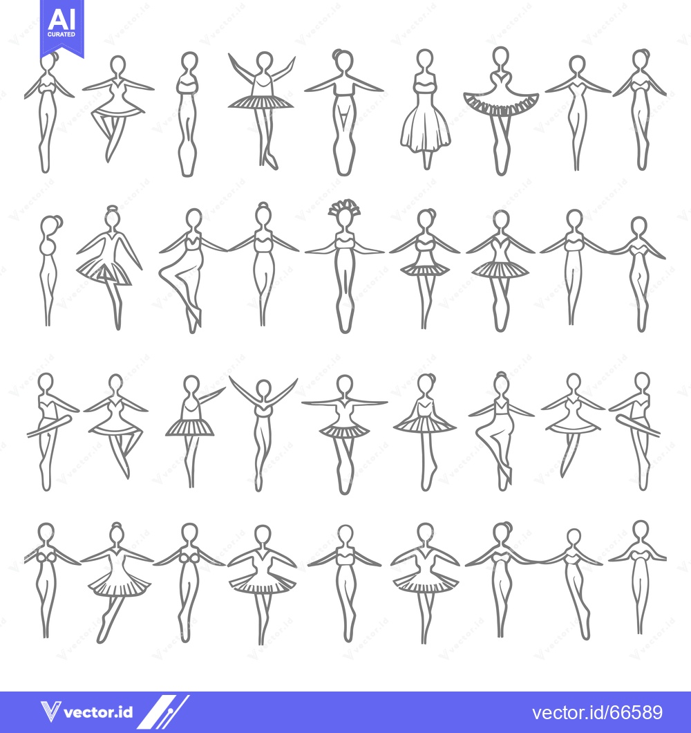 Premium Vector of A Collection of Ballet Dancer Silhouettes in Various Poses
