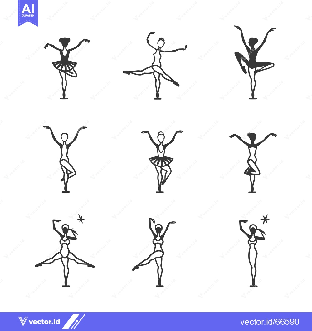 Premium Vector of Nine Ballet Dancer Silhouettes in Various Poses