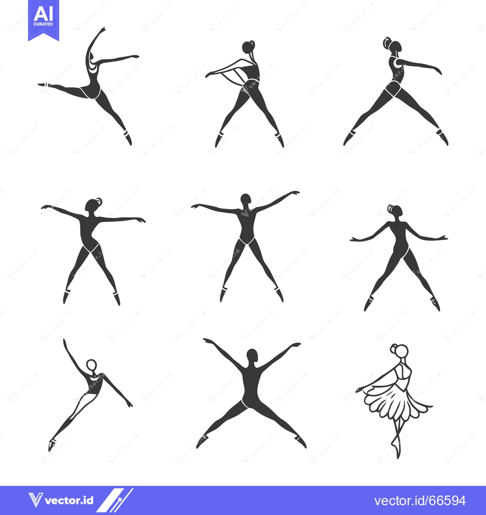 Premium Vector dari A Collection of Ballet Dancer Silhouettes in Various Poses