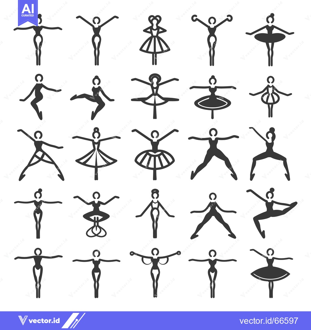 Premium Vector dari A Collection of 25 Black and White Ballerina Illustrations