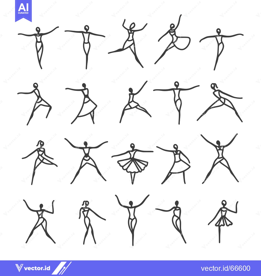 Premium Vector dari A Collection of Stick Figure Women in Various Poses