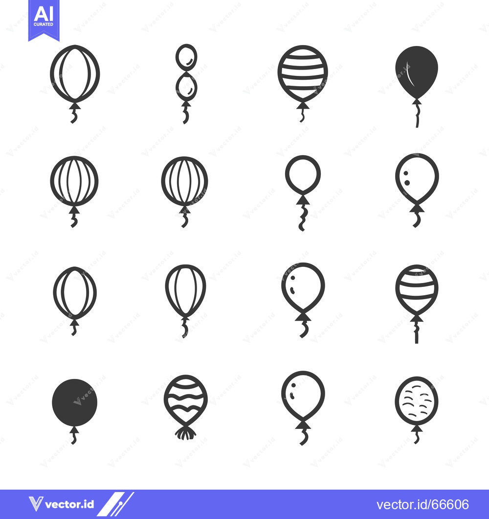 Premium Vector dari A Set of Sixteen Balloon Icons in Various Styles