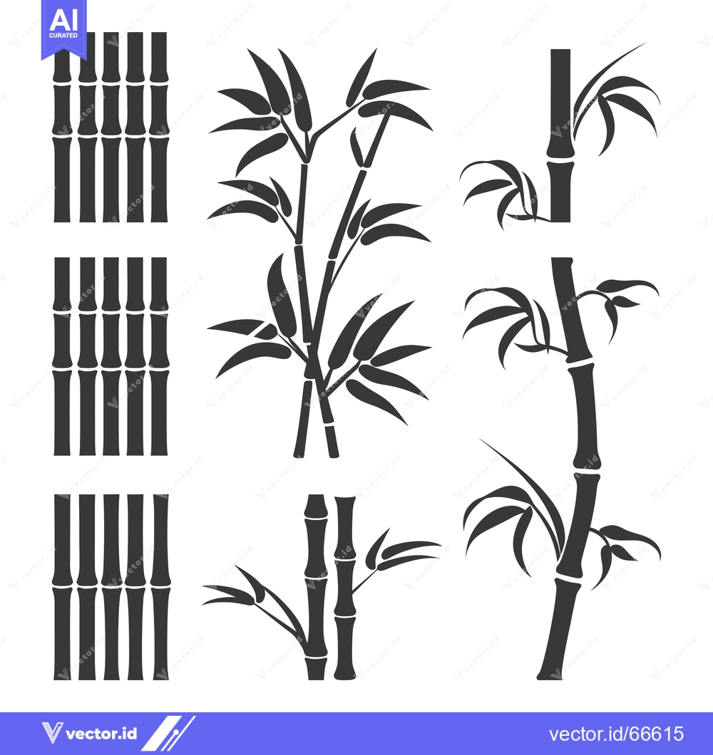 Premium Vector dari Silhouettes of Bamboo Stalks and Plants