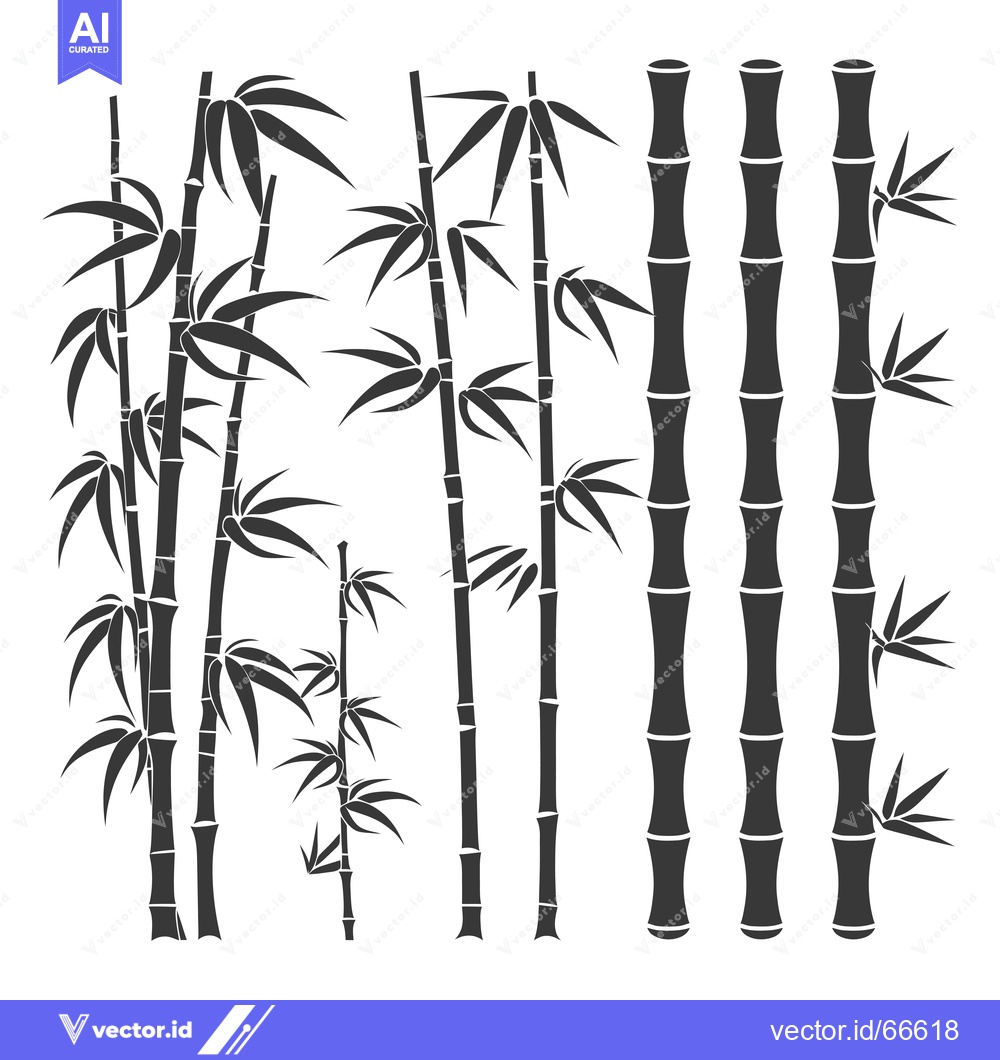 Premium Vector dari Black and White Silhouettes of Bamboo Plants