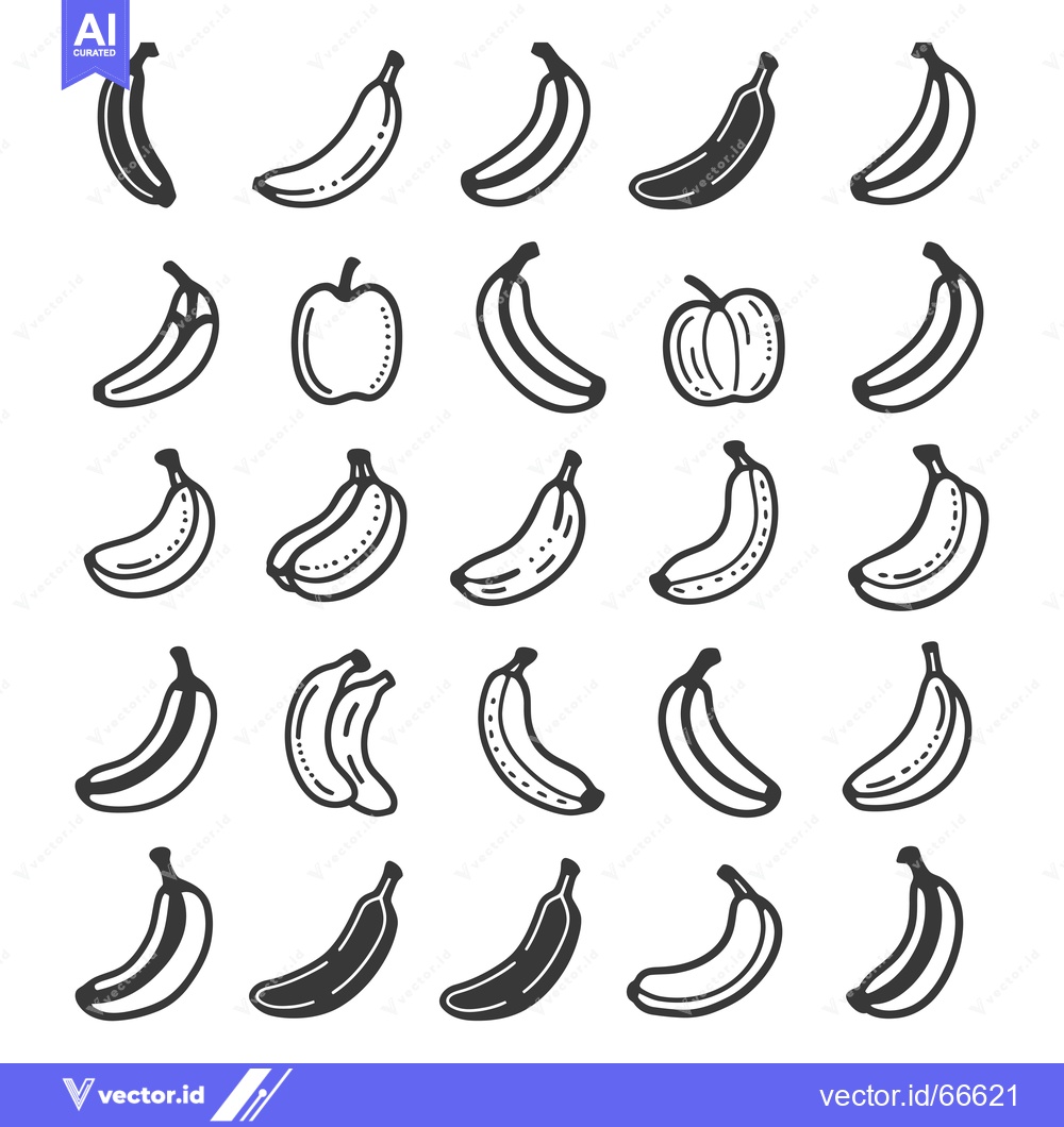 Premium Vector of Collection of Black and White Banana Illustrations