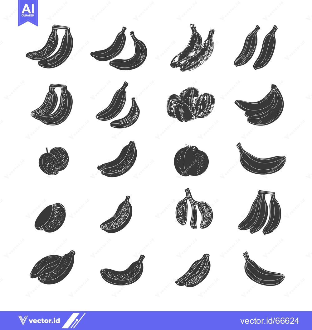 Premium Vector dari Black and White Illustration of Various Banana Poses