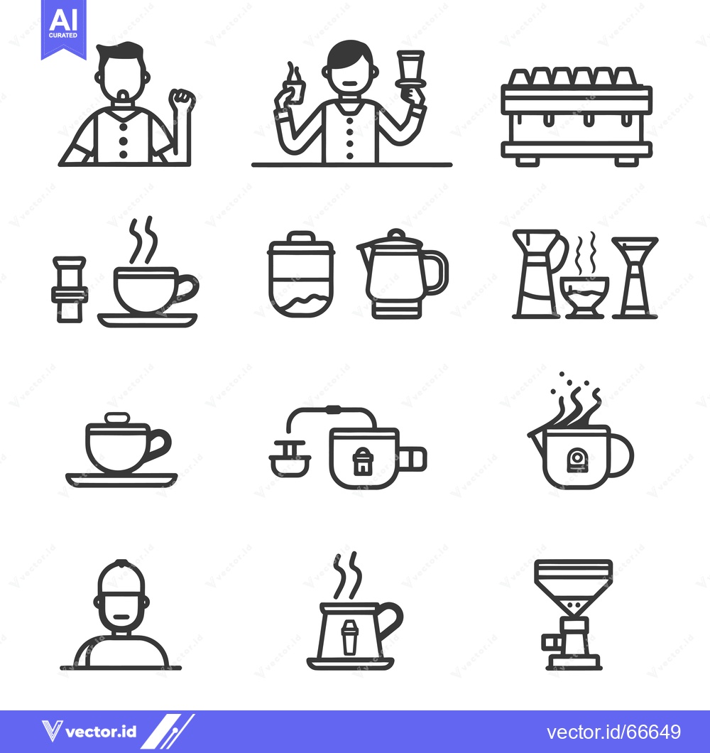 Premium Vector dari Coffee Shop Barista and Coffee Making Equipment Icons