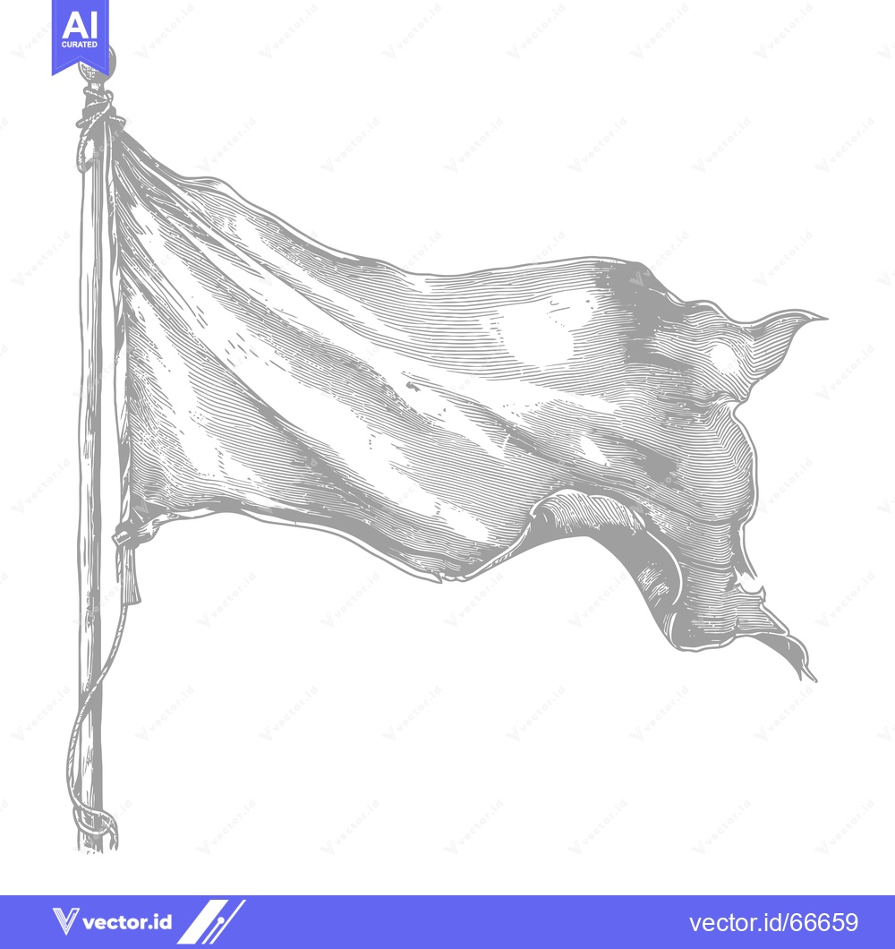 Premium Vector of A Blank Flag Waving in the Wind on a Wooden Pole