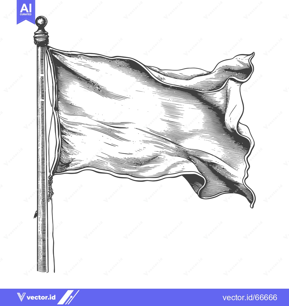 Premium Vector of Blank Flag Waving in the Wind on a Pole