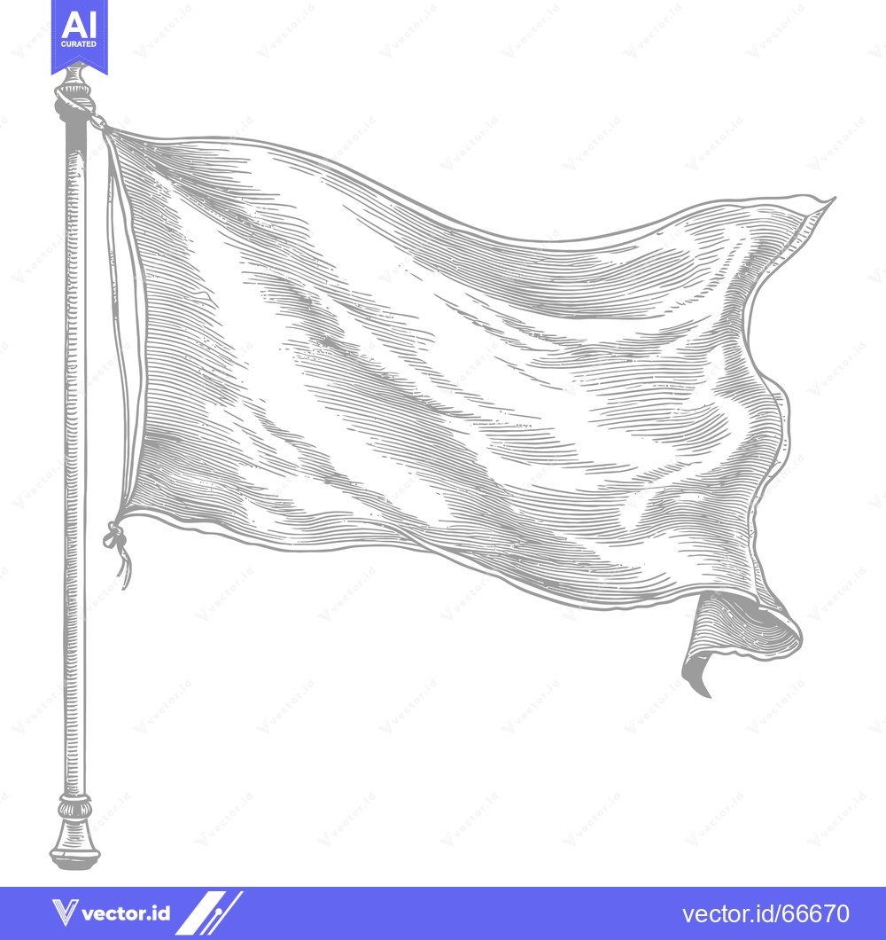 Premium Vector dari A grayscale drawing of a flag blowing in the wind, attached to a tall
