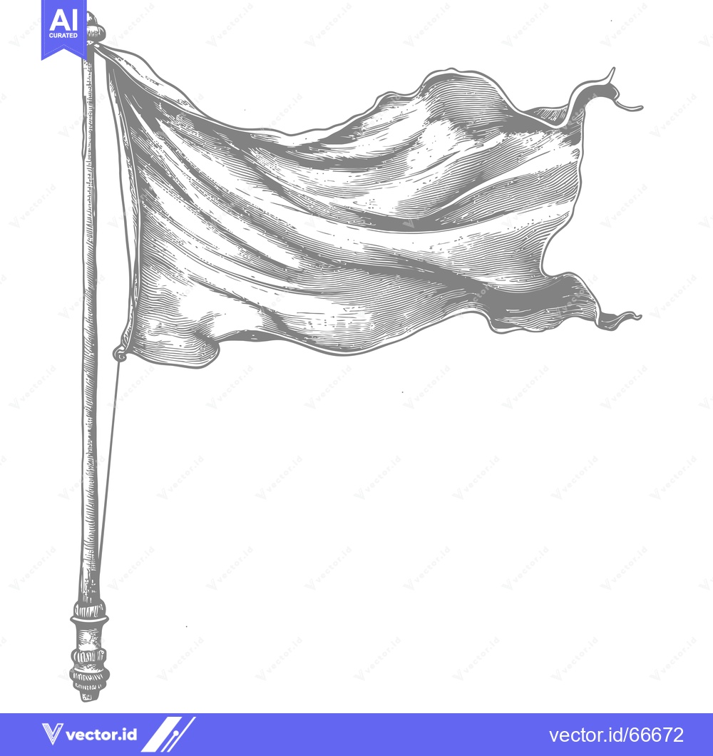 Premium Vector dari An Illustrated Drawing of a Waving Flag on a Pole